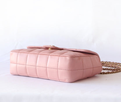 Vintage Chanel Pink Lambskin Quilted Mini Chocolate Bar Camellia Flap