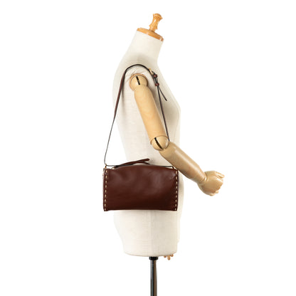 Fendi Calfskin Selleria Triangle Shoulder Bag